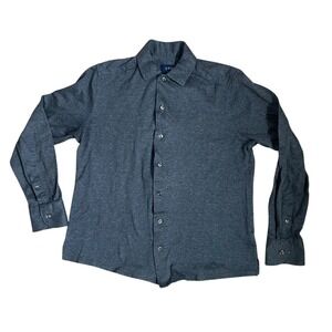 Eton Contemporary Fit Blue Textured Knit Button Down Shirt Mens Small S